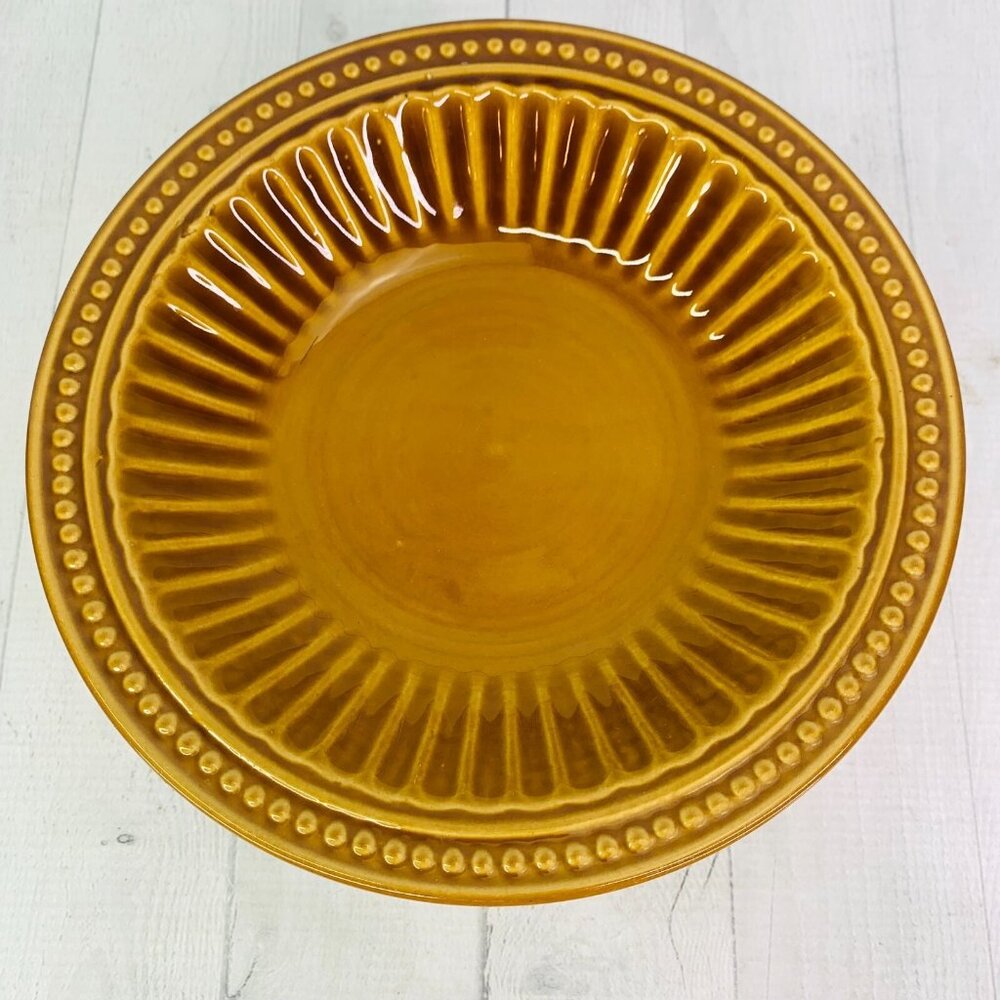 Gibson REGENT PARK Golden Brown Stoneware  Embossed Dots Soup Cereal Bowls Set 6 - Picture 7 of 10